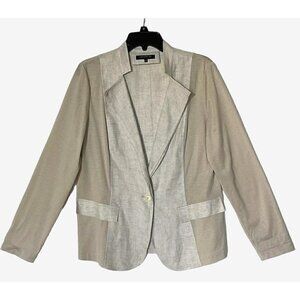 LAFAYETTE 148 New York Beige Natural 100% Linen Textured Blazer Jacket